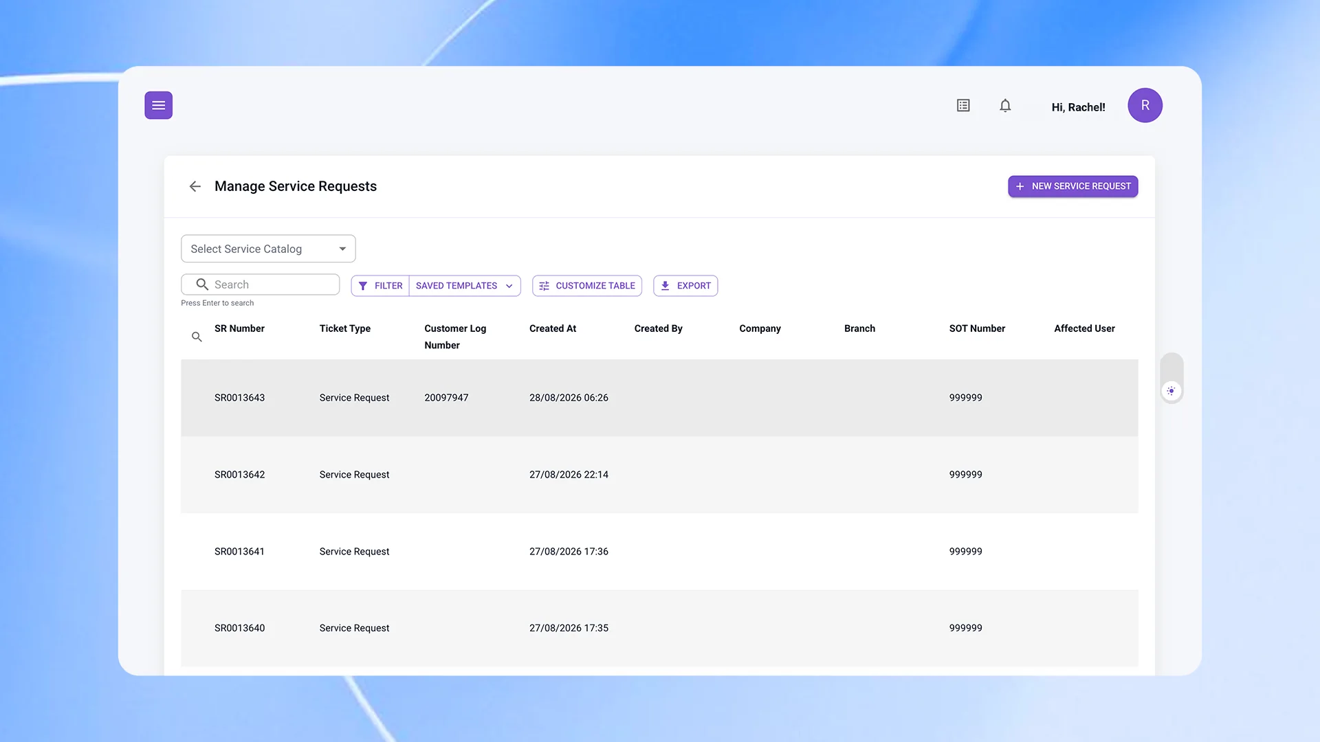 SmartDesk incident management and service request
